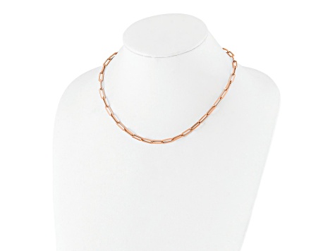 14k Rose Gold 4.5mm Polished Fancy Link 18 Inch Necklace