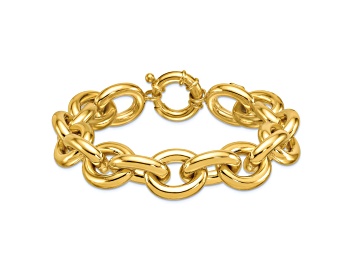 Picture of 18K Yellow Gold 16.8mm Open Link Cable 8.5 inch Bracelet