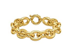 18K Yellow Gold 16.8mm Open Link Cable 8.5 inch Bracelet