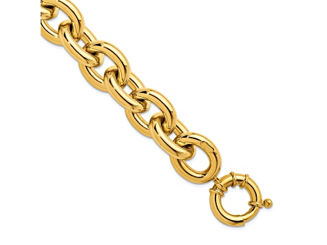 18K Yellow Gold 16.8mm Open Link Cable 8.5 inch Bracelet
