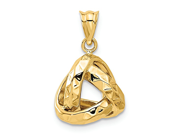 14K Yellow Gold Polished and Diamond-Cut Triangle Love Knot Pendant