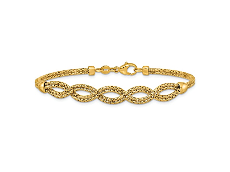 14K Yellow Gold Polished Fancy Woven Bracelet