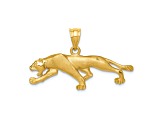 14k Yellow Gold Satin and Diamond-Cut Panther Pendant