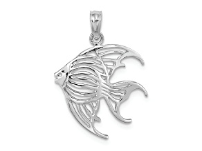 Rhodium Over 14k White Gold Textured Cut-Out Angelfish Charm