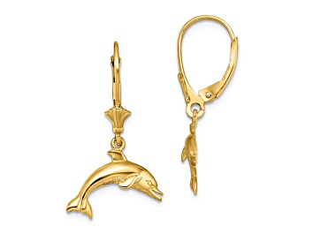 Picture of 14k Yellow Gold Jumping Dolphin Earrings