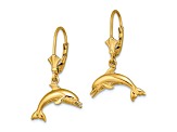 14k Yellow Gold Jumping Dolphin Earrings