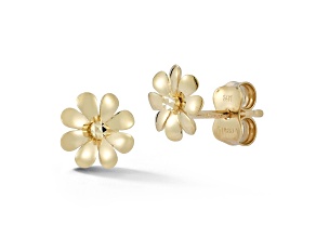 Bellissima Gold 14K Yellow Gold Diamond Cut Flower Studs