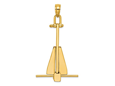 14k Yellow Gold Moveable Danforth Anchor Pendant