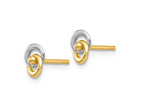 14K Two-tone Gold Love Knot Stud Earrings