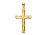 14K Yellow Gold Diamond-cut Cross Pendant