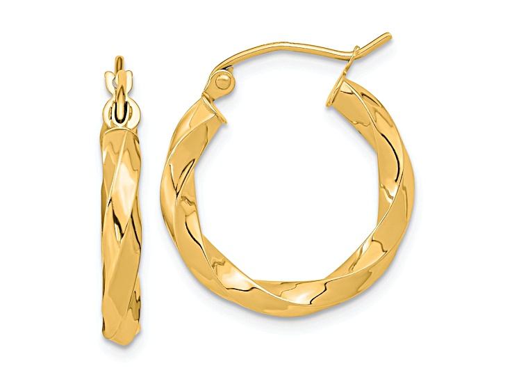 10k Yellow Gold 13/16" Polished Twisted Hoop Earrings