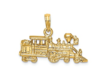Picture of 14k Yellow Gold 3D Textured Train Engine Charm
