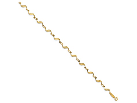 14k Yellow Gold 5mm Diamond-Cut Fancy Link Bracelet