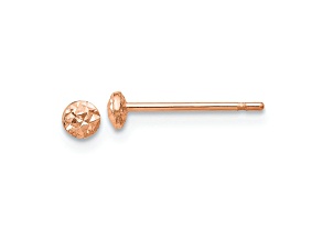 14k Rose Gold 3mm Diamond-Cut Puff Circle Stud Earrings