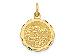 14k Yellow Gold Textured and Diamond-Cut A Date To Remember Disc Pendant