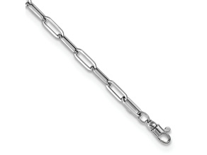 Rhodium Over 14k White Gold Polished 4mm Fancy Link Bracelet