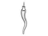 14k White Gold 3D Italian Horn Pendant