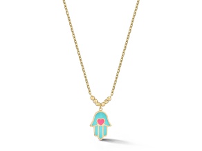 Bellissima Gold 14K Yellow Gold Enamel Hamsa Pendant Necklace