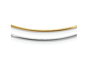 14k Yellow Gold and 14k White Gold 1.25mm Polished and Textured Reversible Omega 16 Inch Chain