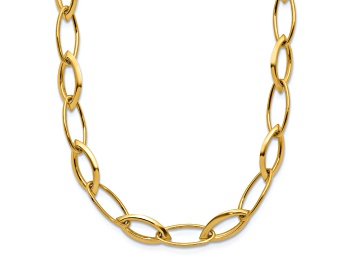 Picture of 14k Yellow Gold Polished Fancy Oval and Navette Link 18 Inch Necklace