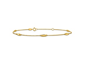 14K Yellow Gold Polished Bead Station Anklet