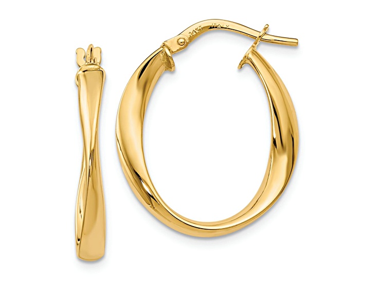 14k Yellow Gold 15/16 inch Polished Hoop Earrings