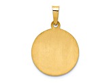 14K Yellow Gold Polished and Satin Our Guardian Angel Medal Hollow Pendant