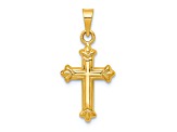 14K Yellow Gold Fleur De Lis Hollow Cross Charm