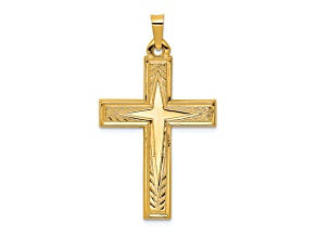 14K Yellow Gold Polished Latin Cross Pendant