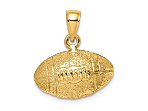 14k Yellow Gold 3D Polished and Textured Football pendant