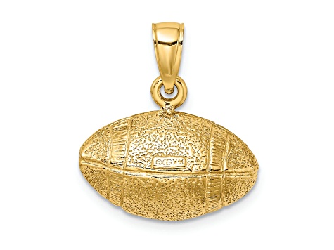 14k Yellow Gold 3D Polished and Textured Football pendant