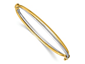 14K Two-tone Gold Polished 4.6mm Twisted Hinged Bangle
