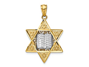 14k Yellow Gold and 14k White Gold Textured Star of David Pendant