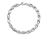 Rhodium Over 14k White Gold Polished and Diamond-Cut 6mm Fancy Link Bracelet