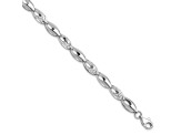 Rhodium Over 14k White Gold Polished and Diamond-Cut 6mm Fancy Link Bracelet