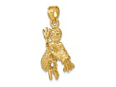 14k Yellow Gold 3D Textured Aquarius Zodiac pendant