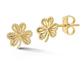 Bellissima Gold 14K Yellow Gold Beaded Clover Stud Earrings