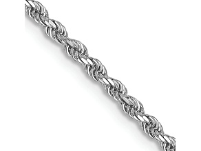 Rhodium Over 10k White Gold 1.75mm Diamond-Cut Rope Link Bracelet