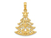 14K Yellow Gold Polished Fancy Scrolled Christmas Tree Pendant