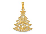 14K Yellow Gold Polished Fancy Scrolled Christmas Tree Pendant