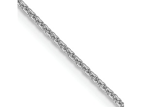 Rhodium Over 10k White Gold 0.9mm Solid Cable 22 Inch Chain