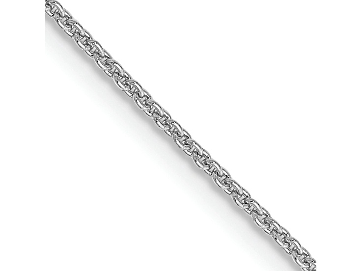 Rhodium Over 10k White Gold 0.9mm Solid Cable 24 Inch Chain