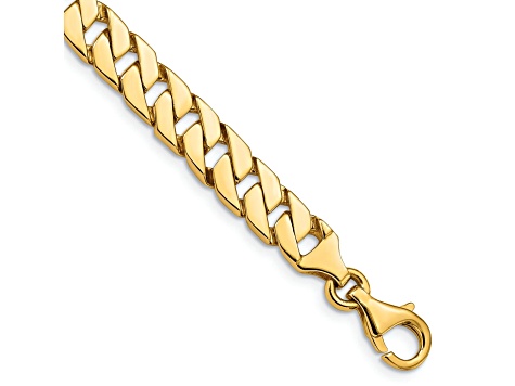 10k Yellow Gold 7.4mm Hand-Polished Fancy Curb Link Bracelet