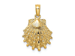 10K Yellow Gold Textured Lion's Paw Shell Charm