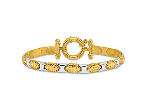14K Two-tone Gold Polished 6mm Fancy Link Bracelet