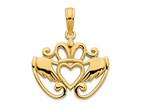 14k Yellow Gold Fancy Claddagh Pendant