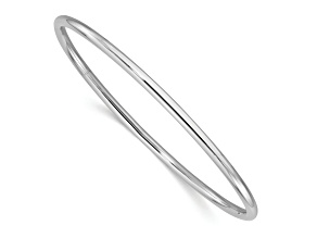 Rhodium Over 14k White Gold 3mm Polished Slip On Bangle