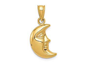Picture of 14k Yellow Gold 3D Moon Pendant