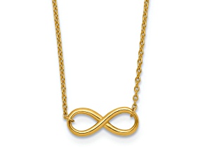 14k Yellow Gold Polished Infinity Pendant Cable Link 17 Inch Necklace