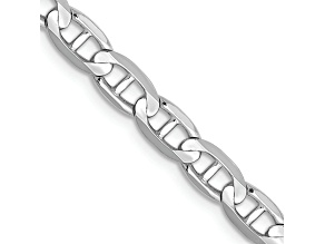 Rhodium Over 14k White Gold 4.5mm Solid Concave Mariner 22 Inch Chain